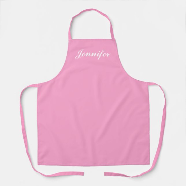 Tablier Personnalisé Pastel rose blanc Script femmes Chef (Recto)