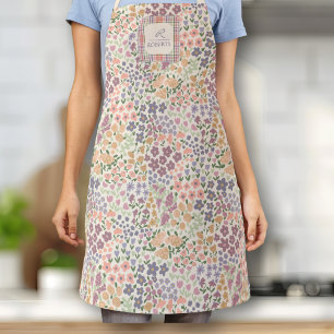 Tablier personnalisé patchwork floral et à carreau