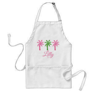 Tablier personnalisé Preppy Pink & Green Palm Tree