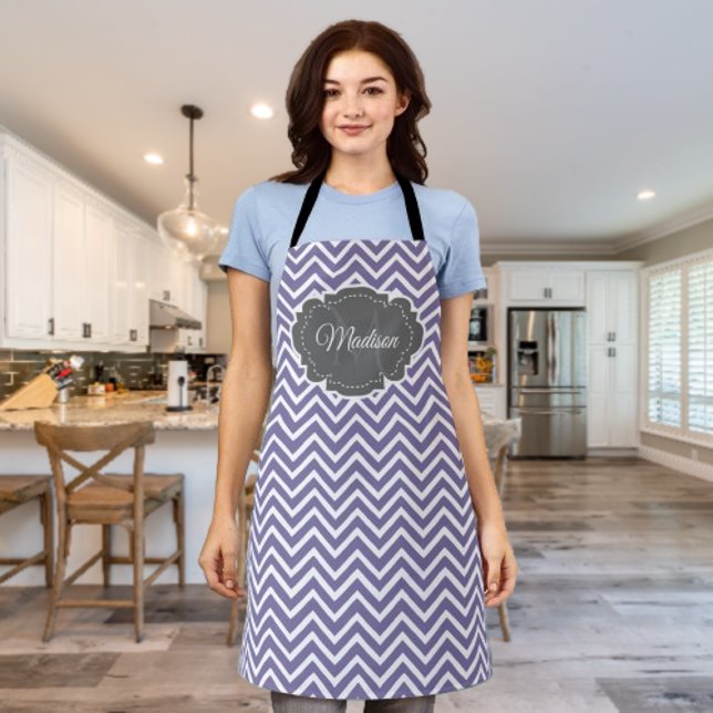 Tablier Personnalisé Purple Chevron (Purple Chevron Personalized Apron)