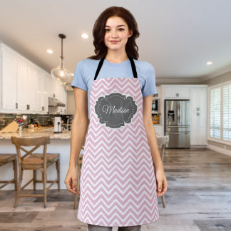 Tablier personnalisé rose Chevron
