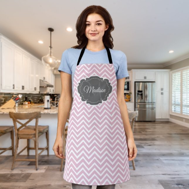 Tablier personnalisé rose Chevron (Pink Chevron Personalized Apron)