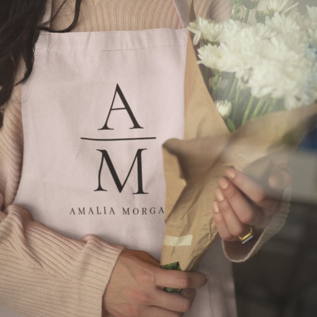 Tablier personnalisé rose monogramme (Créateur téléchargé)