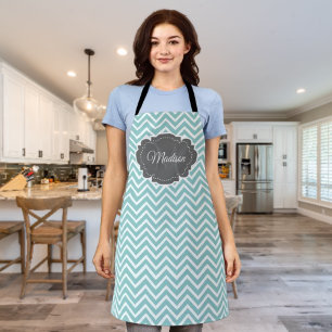 Tablier personnalisé turquoise Chevron