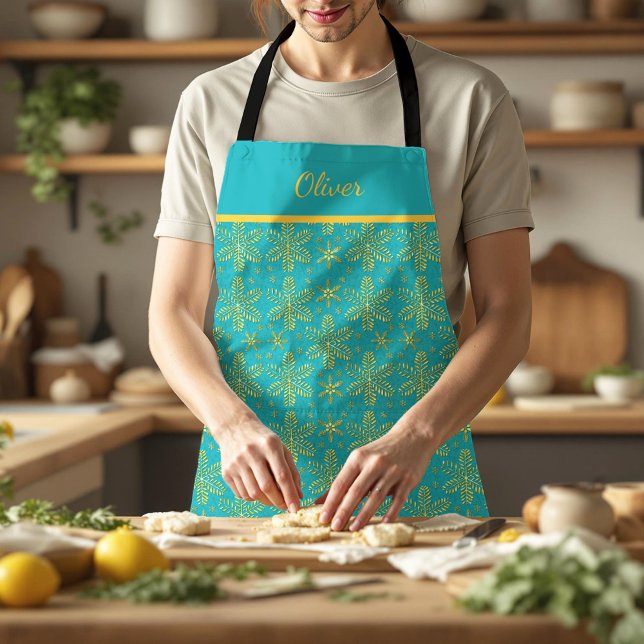 Tablier Personnalisé Turquoise et Or (Créateur téléchargé)