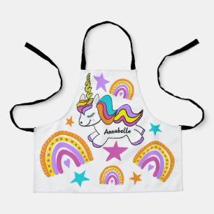 Tablier Personnalisé Unicorn Hearts Stars Rainbows