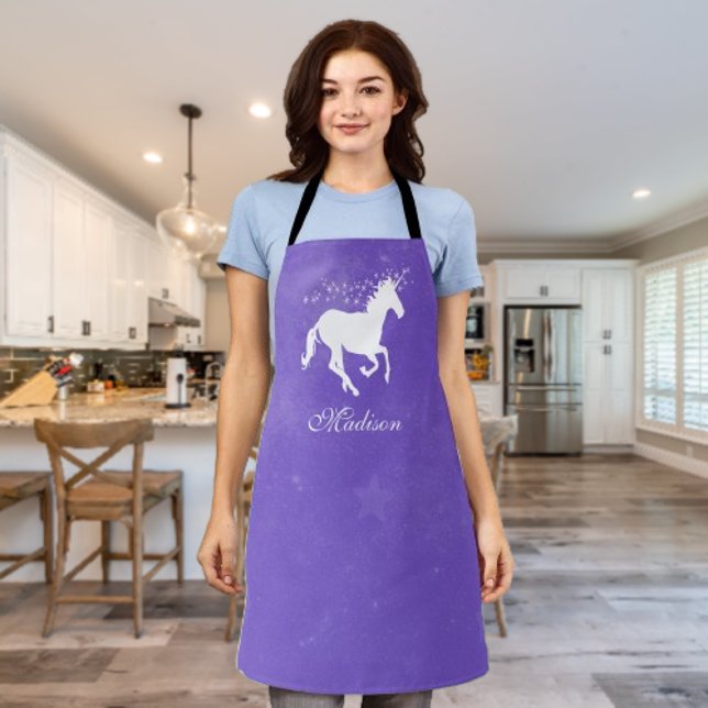 Tablier Personnalisé Unicorne Violet (Purple Unicorn Personalized Apron)