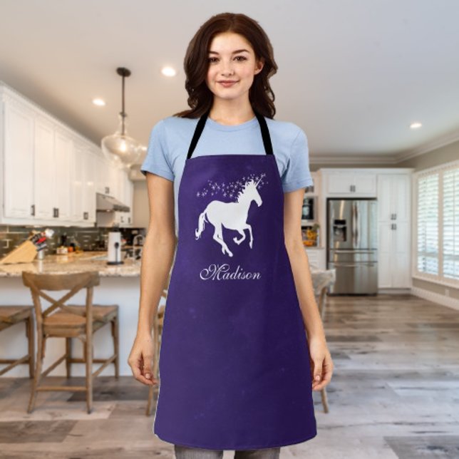 Tablier Personnalisé Unicorne Violet (Purple Unicorn Personalized Apron)