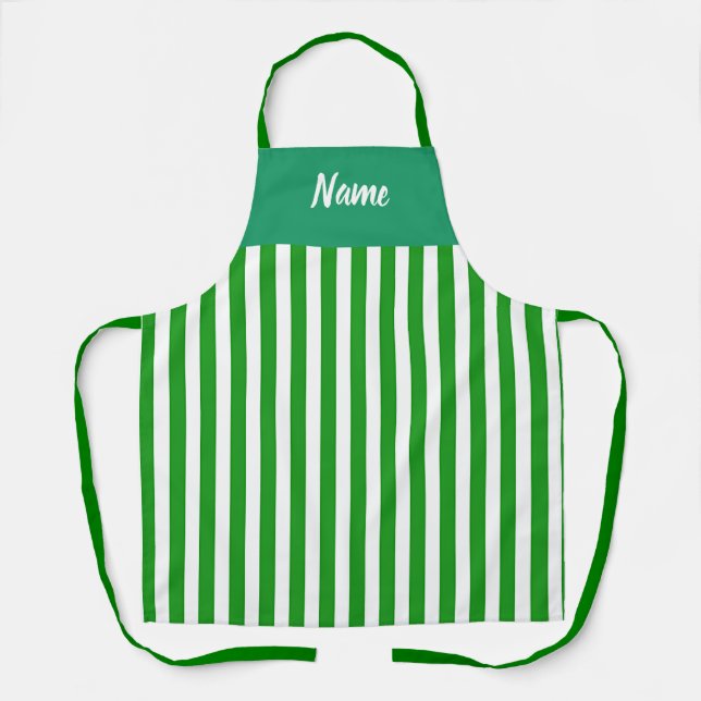 Tablier Personnaliser Chef de cuisine à rayure verte (Recto)