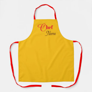 Tablier Personnaliser CHEF Jaune Cuisine Traiteur Sangle R