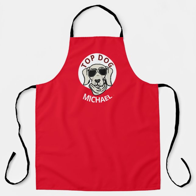 Tablier Personnaliser le nom Top Dog Funny Chef Apron #dad (Recto)