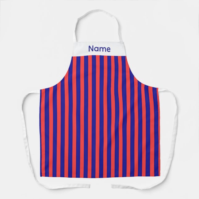 Tablier Personnaliser les rayures rouges et bleues (Recto)