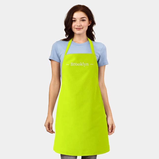 Tablier personnaliser modifier nom texte blanc chartreuse  (Porté)