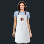 Tablier Personnaliser monogramme initial bordeaux marron b<br><div class="desc">Personnaliser monogramme premier vin de marron bordeaux blanc Apron Unisex. Disponible en plusieurs tailles. Idéal pour les cuisiniers,  chefs,  poteries,  céramiques,  arts et artisanat,  travail,  cuisine,  cuisine,  boulangerie,  barbecue,  grill,  mais aussi les entreprises et les magasins,  etc</div>
