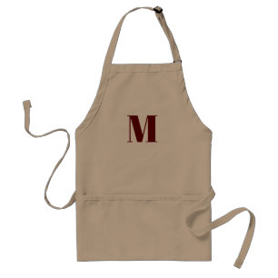 Tablier Personnaliser monogramme initial bordeaux marron b