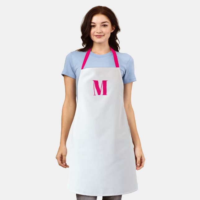 Tablier Personnaliser monogramme initial chaud rose fuchsi (Porté)