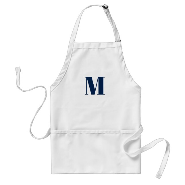 Tablier Personnaliser monogramme initial marine bleu blanc (Devant)