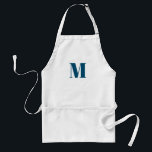 Tablier Personnaliser monogramme initial turquoise bleu bl<br><div class="desc">Personnaliser monogramme initial turquoise bleu blanc Adulte Apron</div>