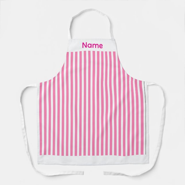 Tablier Personnaliser Rayure Rose Bonbon (Recto)