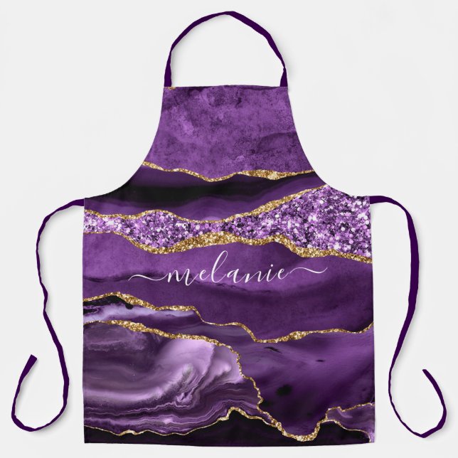 Tablier Personnaliser Votre Nom Apron Agate Violet Violet  (Recto)