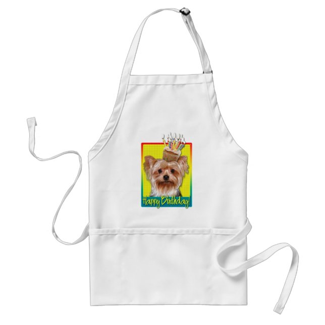 Tablier Petit gâteau d'anniversaire - Yorkshire Terrier (Devant)