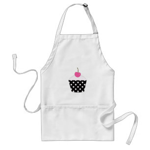 Tablier Petit gâteau noir et blanc de point de polka avec