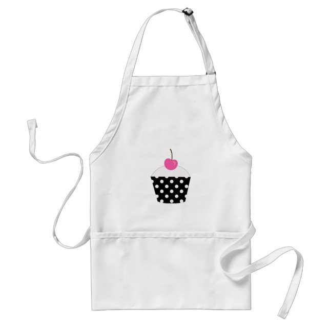 Tablier Petit gâteau noir et blanc de point de polka avec (Devant)