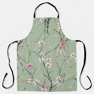 Tablier petit motif de fleurs rouge et jaune sur dossier v