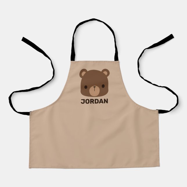 Tablier Petit ours Brown mignon avec nom personnalisé (Recto)
