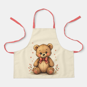 Tablier Petit ours brun mignon adorable avec cravate
