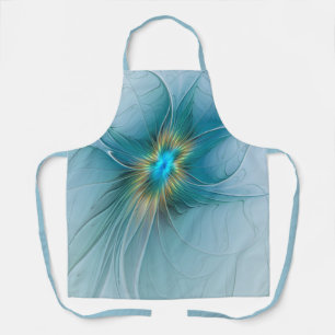 Tablier Petite Beauté Moderne Fleur d'Art Fractal Bleu Or