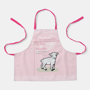 Tablier Petite-fille Baptême Agneau rose Personnalisé