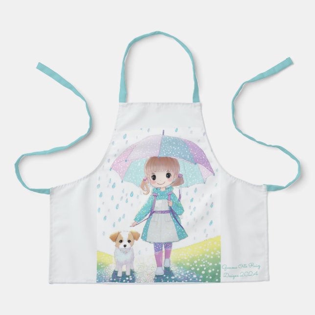 Tablier Petite fille jour de pluie (Recto)