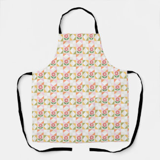 Tablier Petite fleur rouge bloc de patchwork