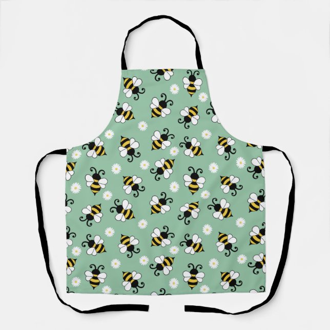 Tablier Petites abeilles mignonnes et fleurs marguerites m (Recto)