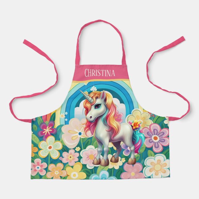 Tablier Petites filles mignonnes imaginaire ajouter nom un (Recto)