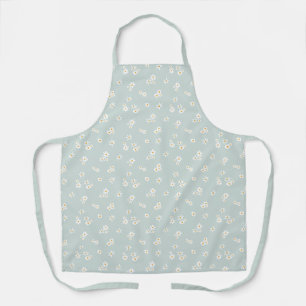 Tablier Petites fleurs blanches sur le bleu - motif sans s