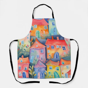 Tablier Petites maisons pastel de couleur douce, couleur p