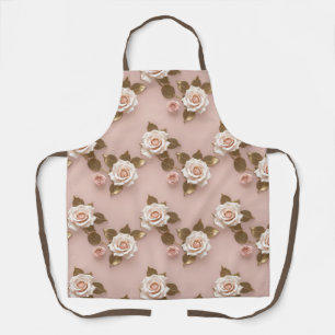 Tablier Petites roses dans des nuances d'ivoire et d'or