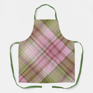 Tablier Pétunias roses damier rose et vert