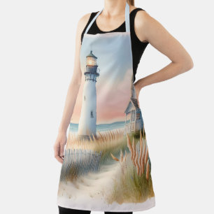Tablier Phare de bord de mer et chalet d'aquarelle scène