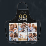 Tablier Photo collage noir et or 40e anniversaire moderne<br><div class="desc">Photo collage noir et or design de typographie moderne de 40e anniversaire.</div>