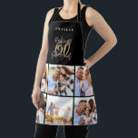 Tablier Photo collage noir et or 60e anniversaire moderne<br><div class="desc">Photo collage noir et or 60e anniversaire design moderne typographie.</div>