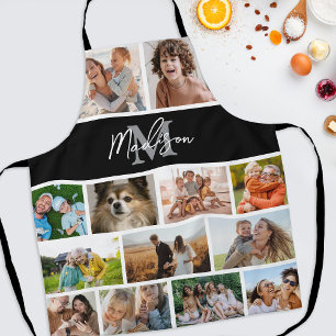 Tablier Photo Collage noir Monogramme