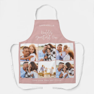 Tablier Photo collage rose girly moderne mère journée