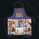 Tablier Photo collage violet or 40e anniversaire<br><div class="desc">Photo collage violet or design typographique moderne 40e anniversaire.</div>