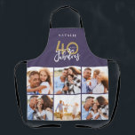 Tablier Photo collage violet or 40e anniversaire<br><div class="desc">Photo collage violet or design typographique moderne 40e anniversaire.</div>