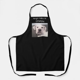 Tablier Photo de mignon blanc Grumpy Hungry Dog Black Funn