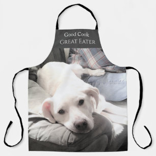 Tablier Photo de mignon chien blanc avec papa Good Cook Fu