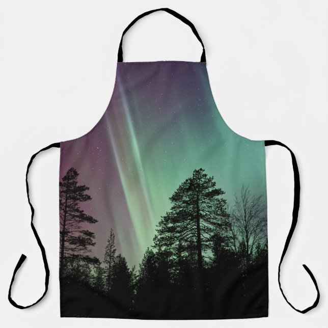 TABLIER PHOTO DE SILHOUETTE D'AURORA BOREALIS (Recto)
